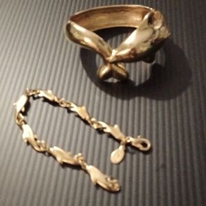 Vintage Dolphin bracelet w/bonus vtg chain of dolphins bracelet